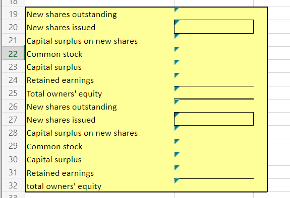 you!! \begin{tabular}{|l|l|} \cline { 2 - 3 } 20 & New shares