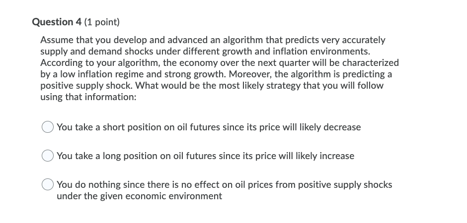 Question 4 (1 point) Assume that you develop and advanced an