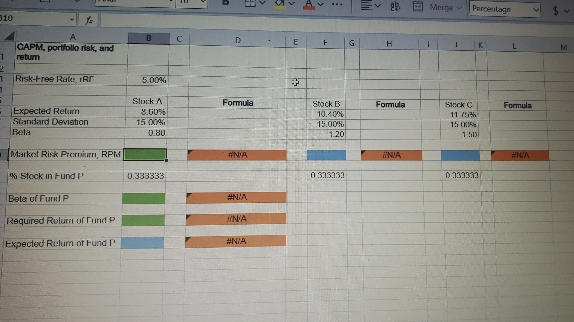 three stocks, Stocks A, B, and C. The returns on the three