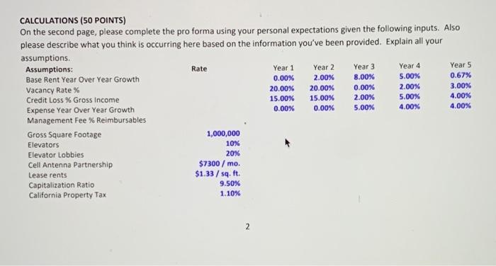  Year 5 CALCULATIONS (50 POINTS) On the second page, please complete