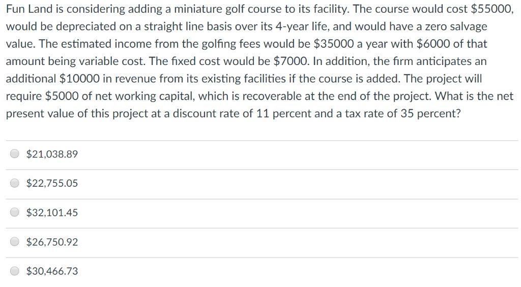  Fun Land is considering adding a miniature golf course to its