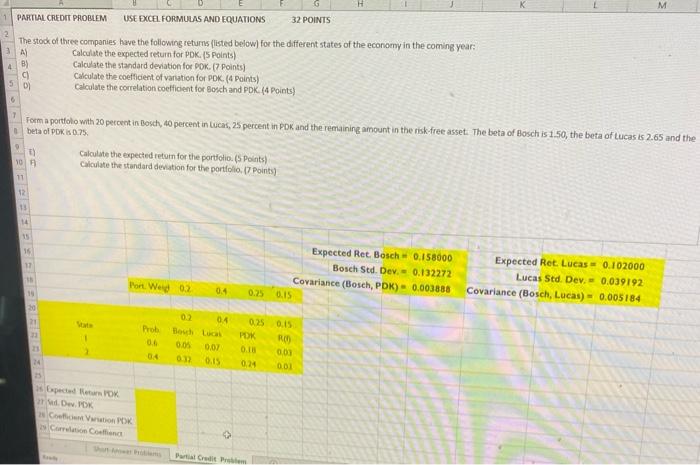  H M PARTIAL CREDIT PROBLEM USE EXCEL FORMULAS AND EQUATIONS 32