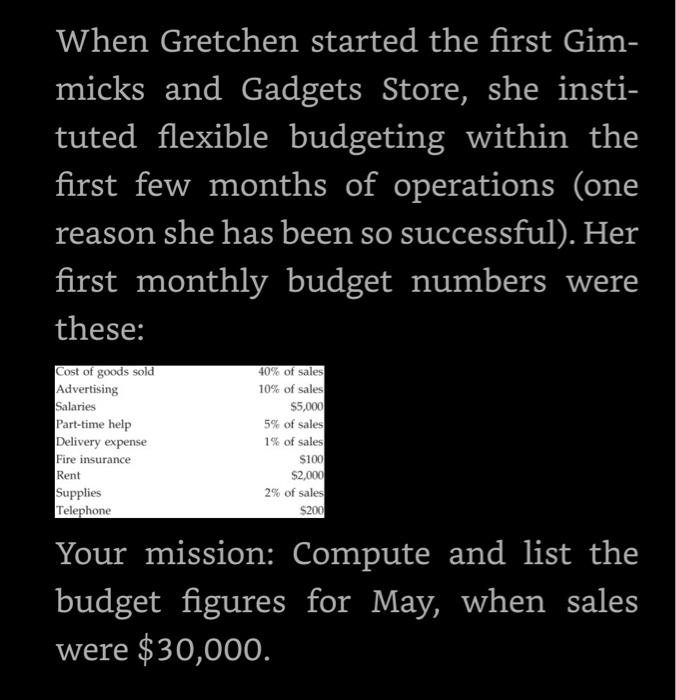  When Gretchen started the first Gim- micks and Gadgets Store, she