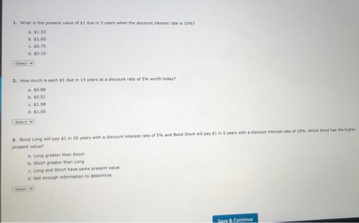 interest rates across time. The graph shows the discounted value of $1