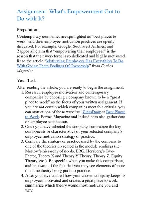 this is a big assignment Assignment: What's Empowerment Got to Do with