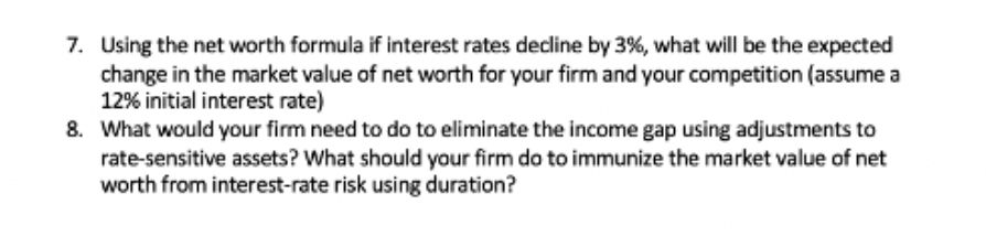 7. Using the net worth formula if interest rates decline by