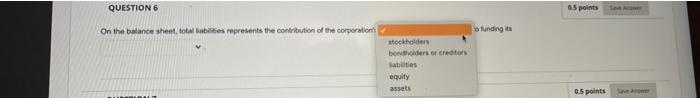 of the corporations to funding its QUESTION 6 05 points On the