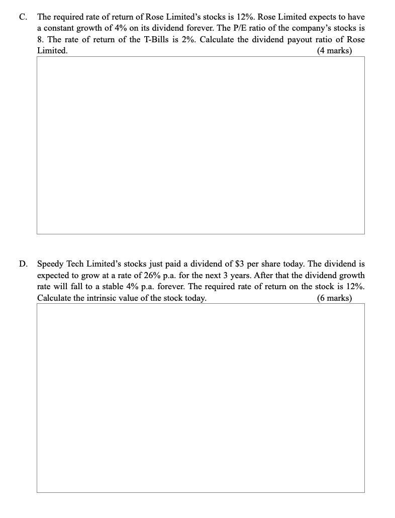 the following questions in the context of constant growth dividend model. Use