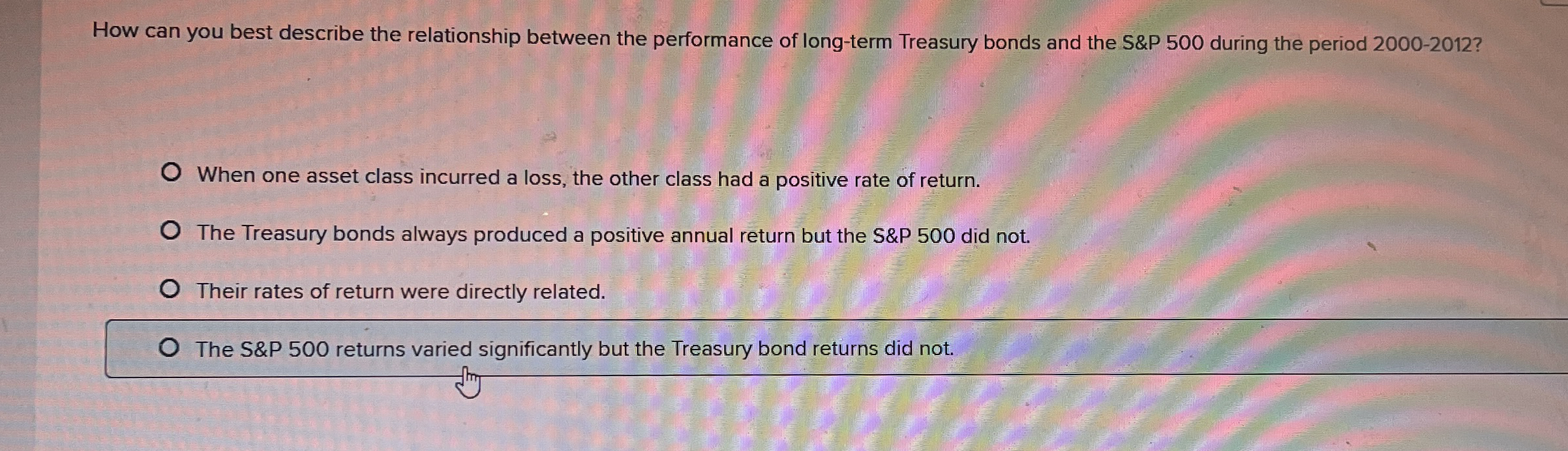  How can you best describe the relationship between the performance of