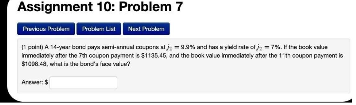  Assignment 10: Problem 7 Previous Problem Problem List Next Problem (1