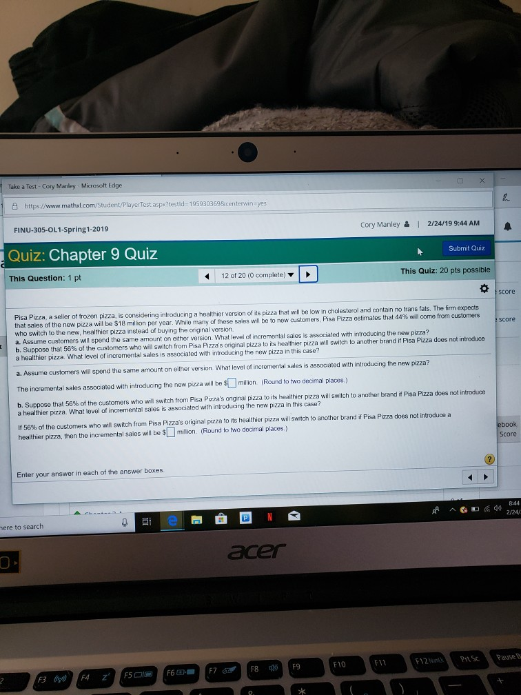 lake a Test Cory Manley Microsoft Edge B https://www.mathxl.com/Student/PlayerTest.aspx?testid- 195930369¢erwin yes