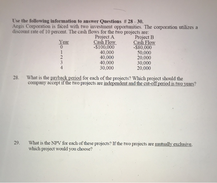 solve problem, show equation and process. NO EXCEL Use the following information