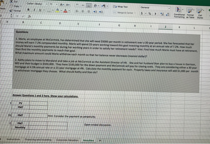 please solve and answer Q 1b, with formulas and explanations for Excell.