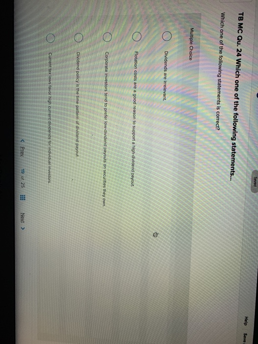 help Saved Help Seve. TB MC Qu. 24 Which one of the