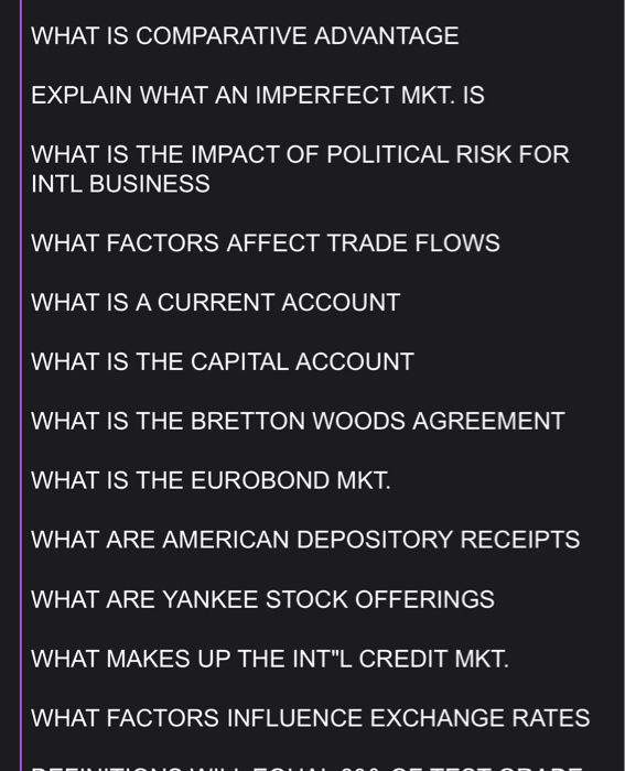 please answer short for each question WHAT IS COMPARATIVE ADVANTAGE EXPLAIN WHAT