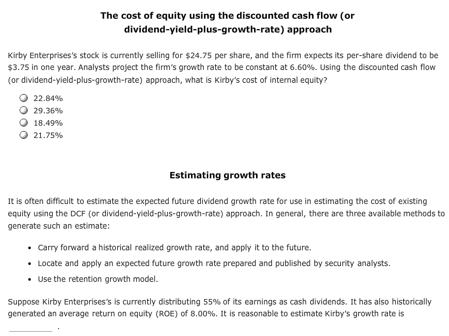 The drop down options for the fill in the blank question are