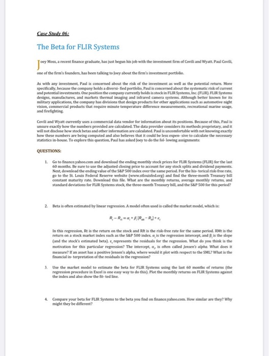 Case Study 06: The Beta for FLIR Systems Toey Mossa retinace