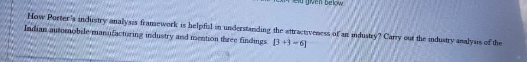  given below How Porter s industry analysis framework is helpful in