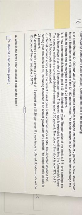  a. A bond that has $1,000 par value (face value) and