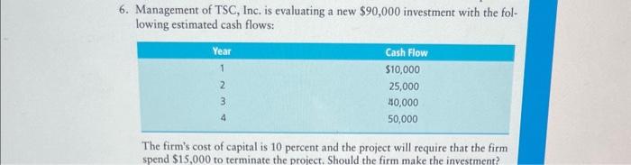  Question 6 Please use excel spreadsheet Provide formulas used in excel
