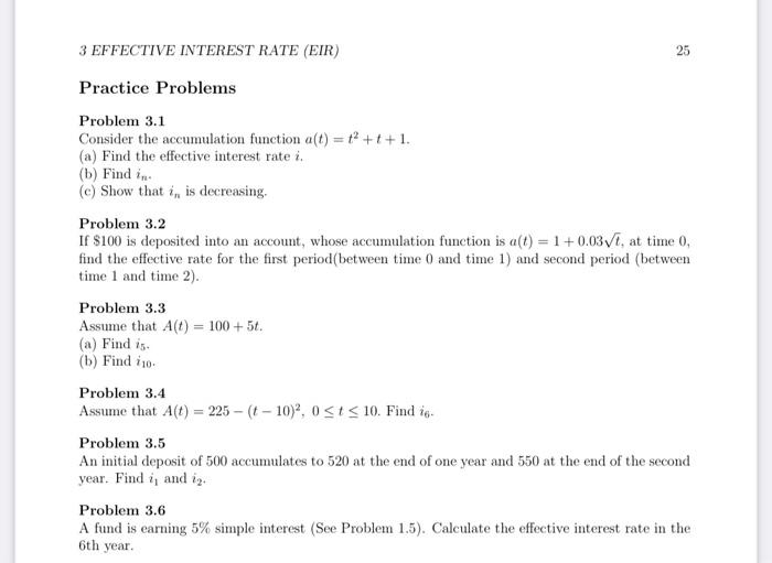  3 EFFECTIVE INTEREST RATE (EIR) 25 Practice Problems Problem 3.1 Consider