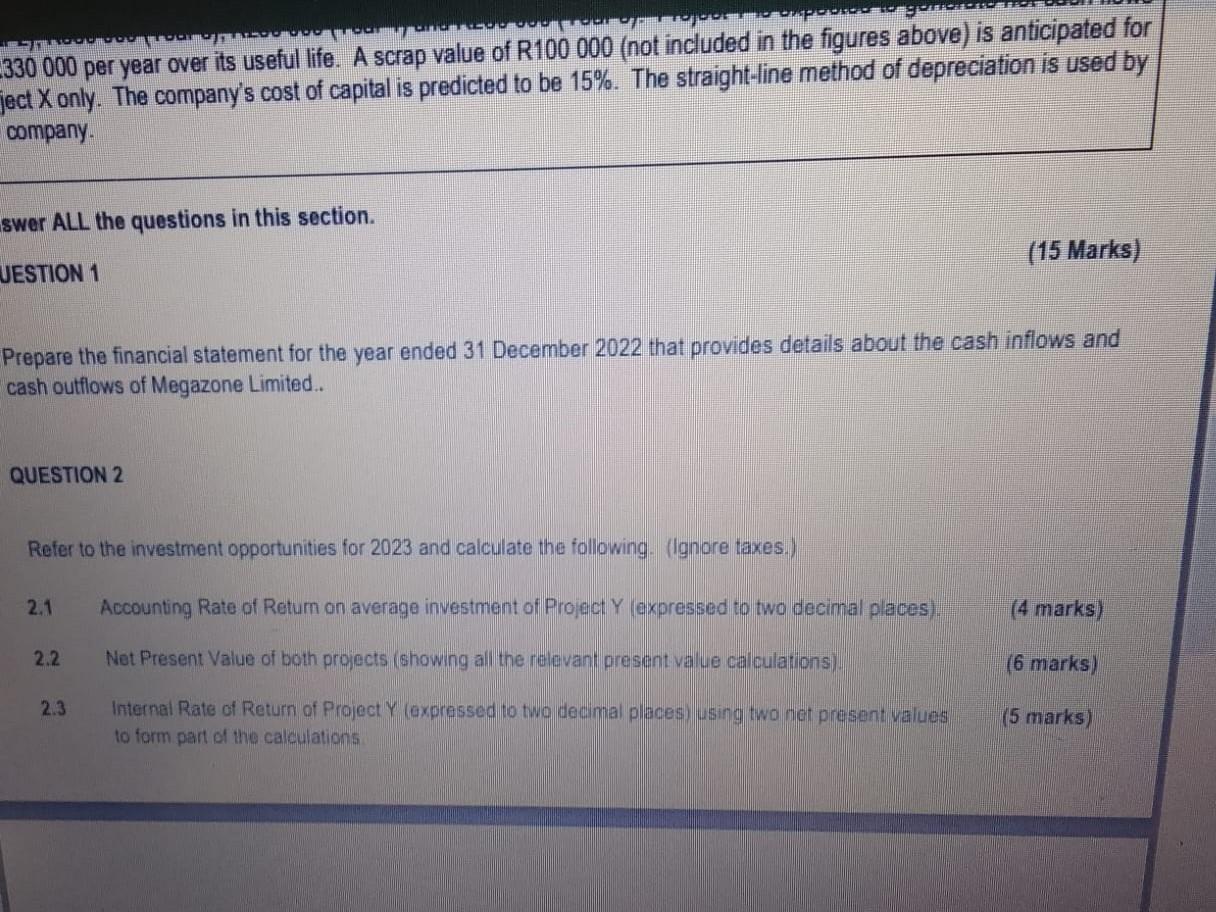  330000 per year over its useful life. A scrap value of