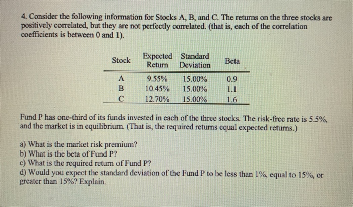 Please answer showing work! Will rate! 4. Consider the following information for