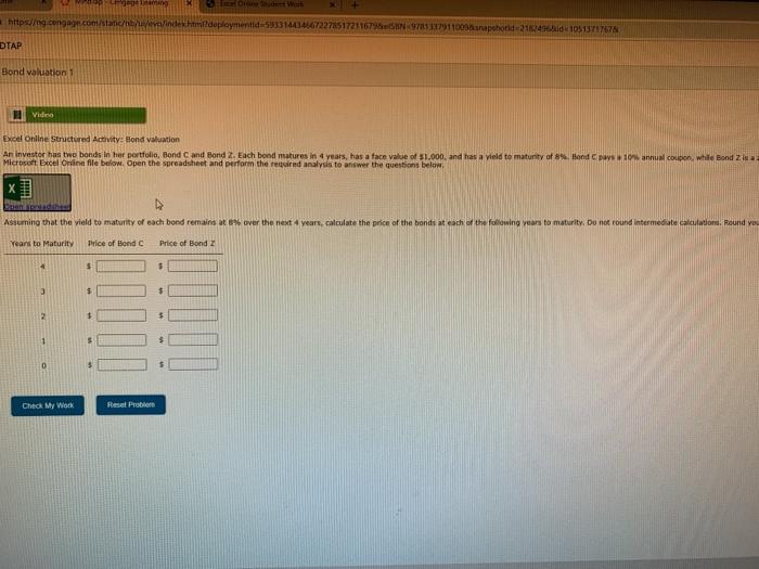 Bond valuation 2 3 4 Length of maturity in years 5 Face