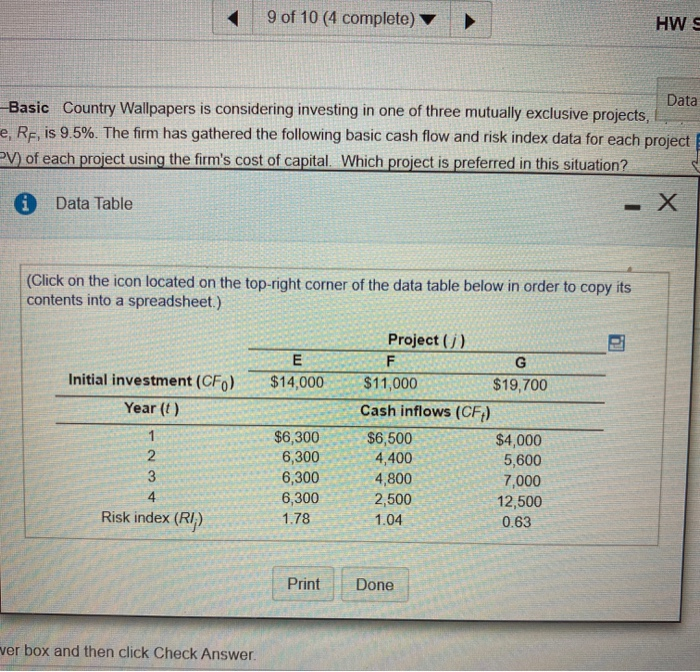 Risk-adjusted discount rates Basic Country Wallpapers is considering investing in one of