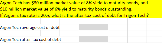 Please show all your work and formulas. Why is Argon Tech's true