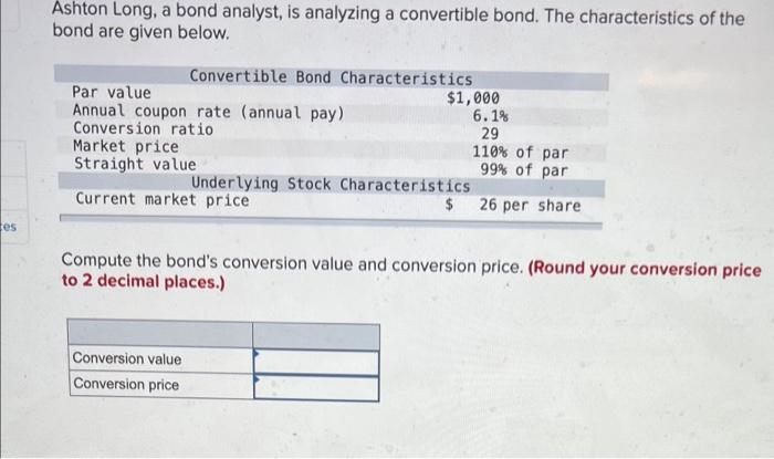 i really need some help Ashton Long, a bond analyst, is analyzing