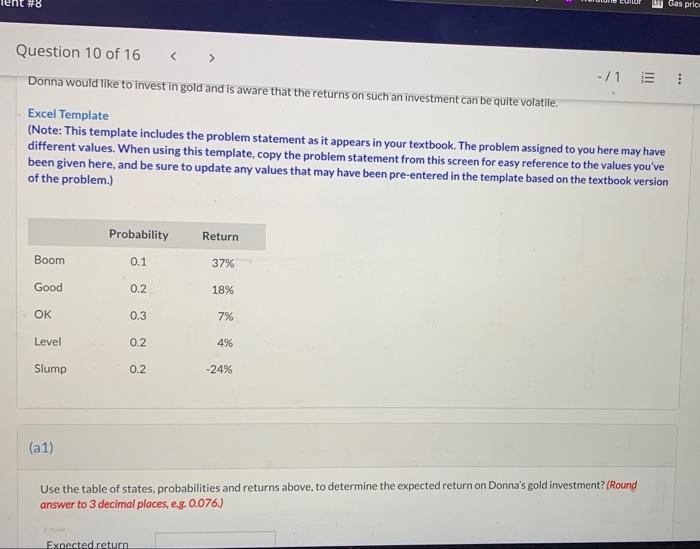 from today. She has modeled the returns on that investment based on