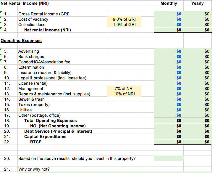 and Hold: Worksheet to calculate NOI Name: Read the information below and