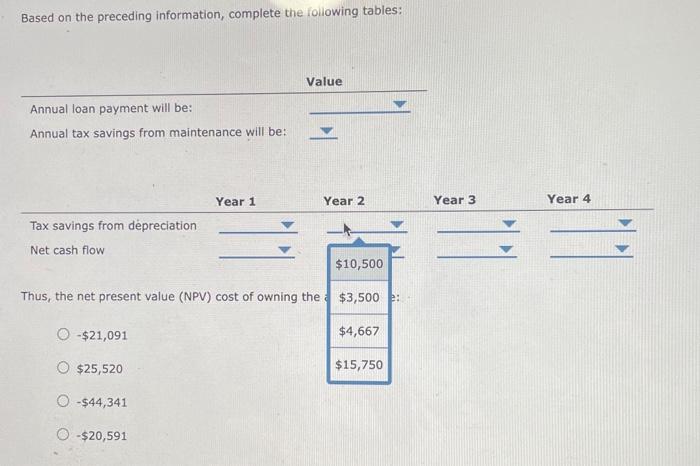 The equipment has a four-year depreclable life. The Mod hied Accelerated Cost