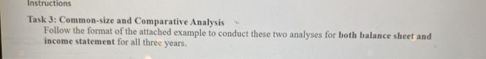  Instructions Task 3: Common-size and Comparative Analysis Follow the format of
