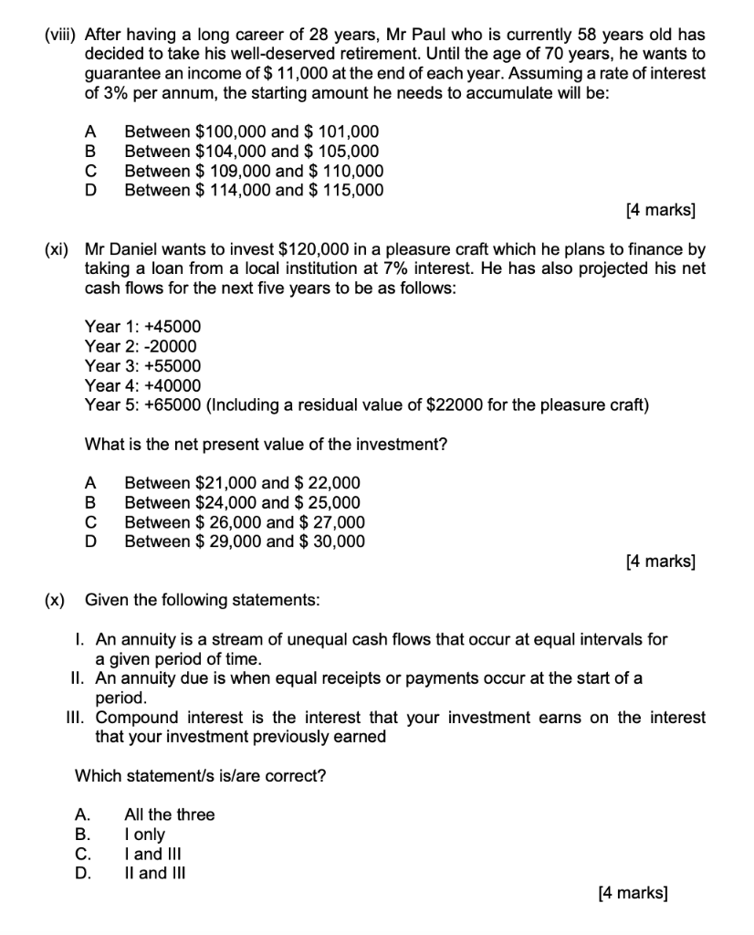 USE FORMULAS WHERE REQUIRED AND SHOW ALL WORKINGS. REPLY IN MAX