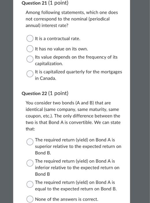 final exam Among following statements, which one does not correspond to the