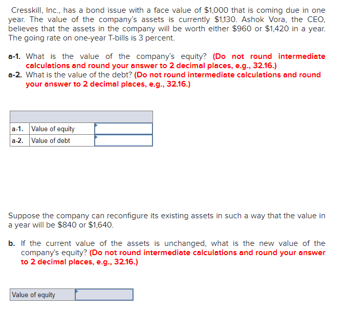 Cresskill, Inc., has a bond issue with a face value of