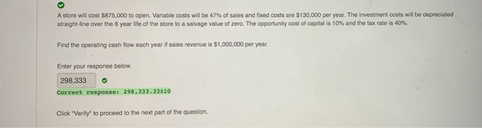  part A needed for part B A store will cost $875,000
