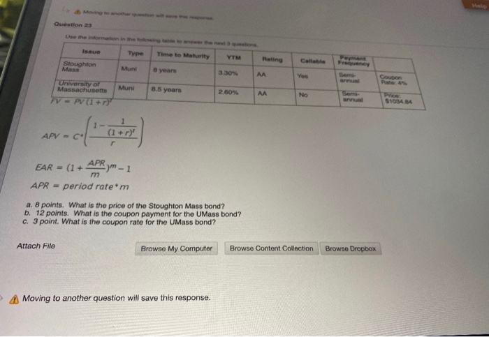 a. 8 points. What is the price of the Stoughton Mass bond?