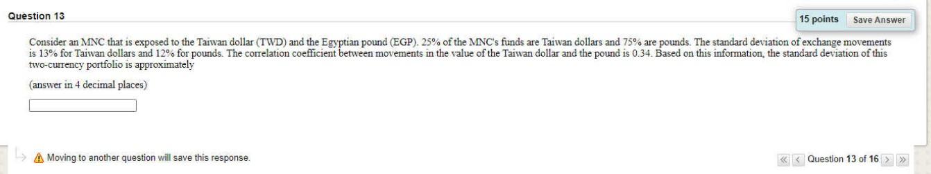 Question 13 15 points Save Answer Consider an MNC that is