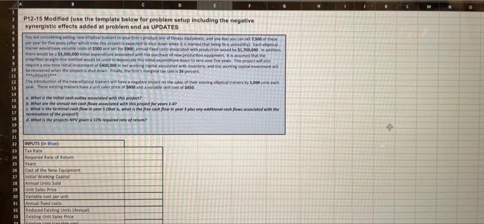  P12-15 Modified (use the template below for problem setup including the