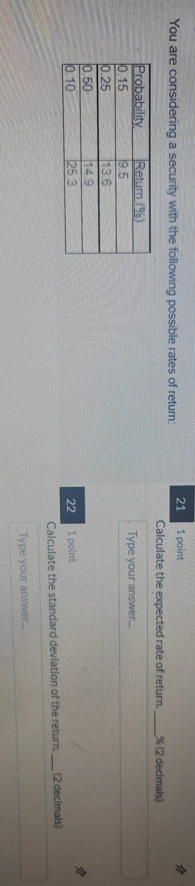 21 1 point You are considering a security with the following