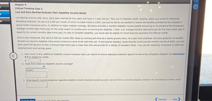  Chapter 9 Critical Thinking Case 2 Luis and Dora Barillas Evaluate