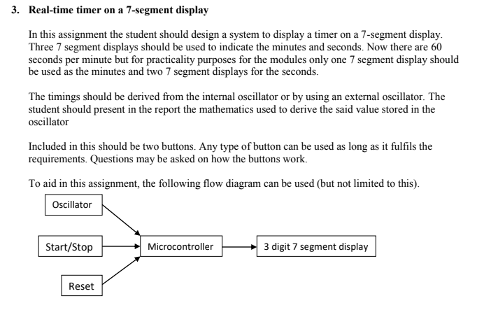  3. Real-time timer on a 7-segment display In this assignment the