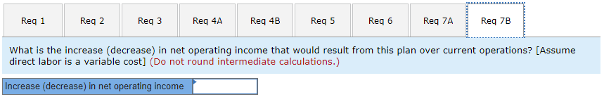 calculations.) Increase (decrease) in net operating income Reg 1 Reg 2 Reg