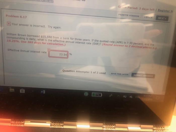  Gr ce Period: 3 days left | Register N PRINTER VERSIONBACK