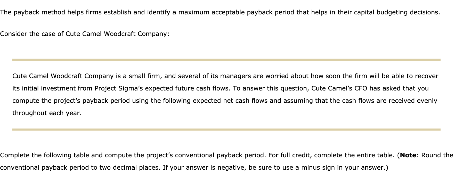  The payback method helps firms establish and identify a maximum acceptable