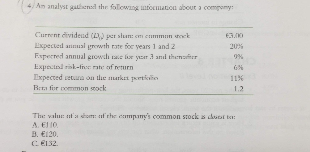  please explain with every step 4, An analyst gathered the following