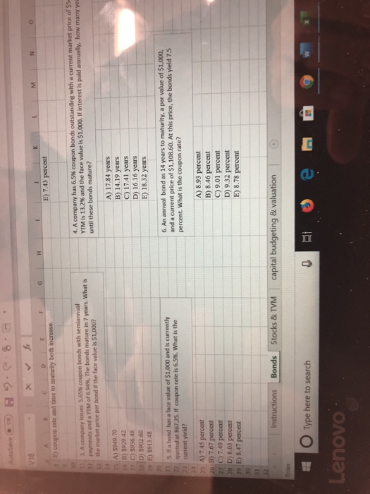  E) 7.43 both E) coupon rate and time to 4. A